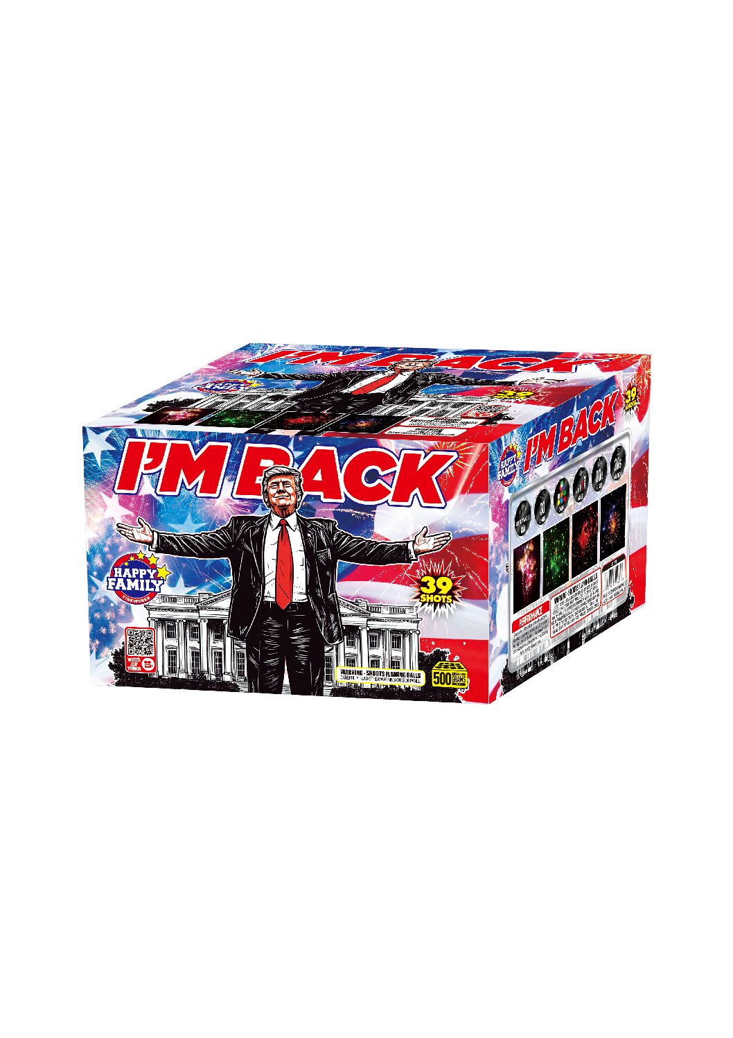 JL21071 HAPPY FAMILY FIREWORKS I'M BACK 39 SHOT'S TRUMP CAKE