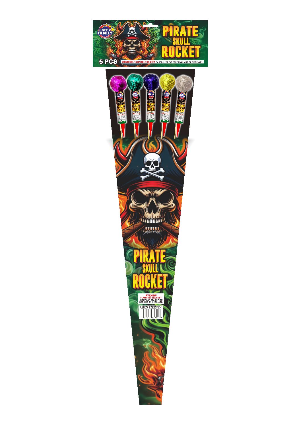 JL21137R HAPPY FIREWORKS PIRATE SKULL ROCKET