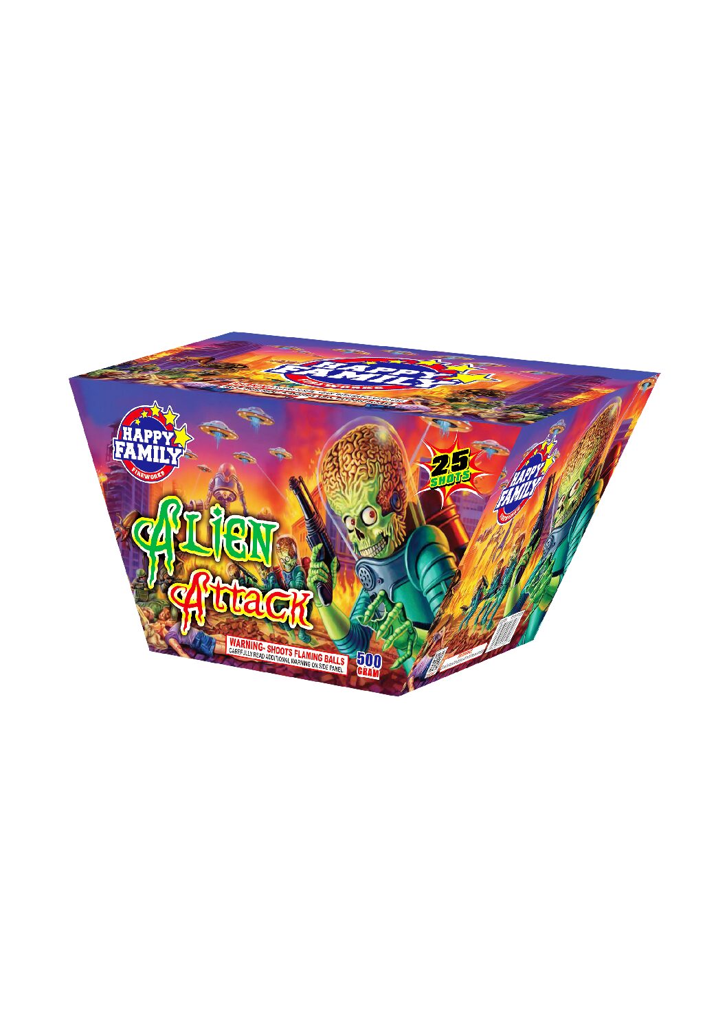JL523019 HAPPY FIREWORKS ALIEN ATTACK 25 SHOT'S