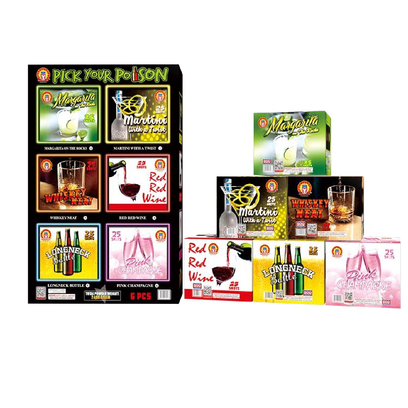 M3051 MAGNUS FIREWORK PICK YOUR POISON CAKE ASSORTMENT 6 PCS 25 SHOT