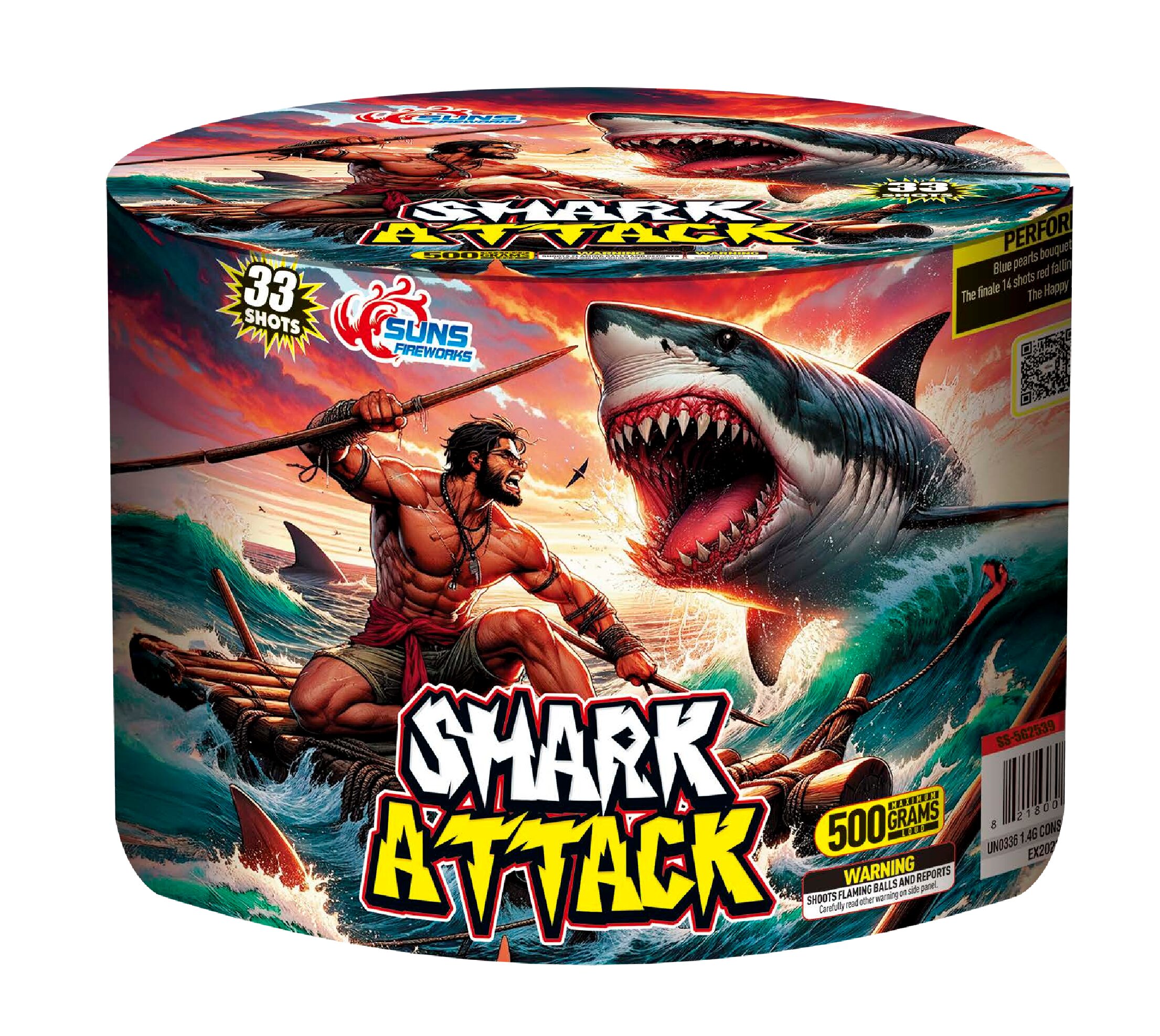 SS-5G2539 SUNS FIREWORKS SHARK ATTACK 33 SHOTS